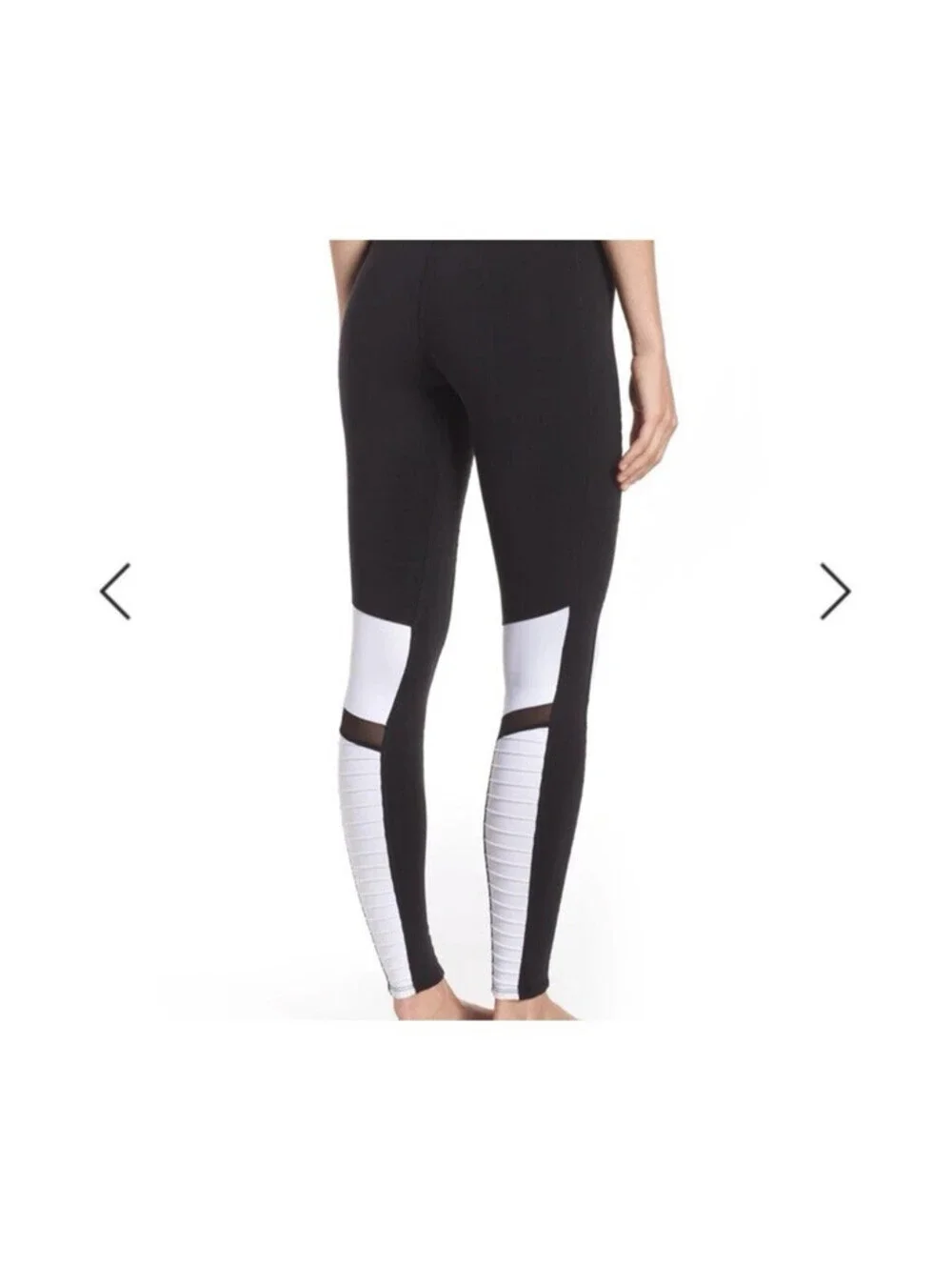 ALO Women's Yoga High Waist Moto Black with White  Legging Women's Small
